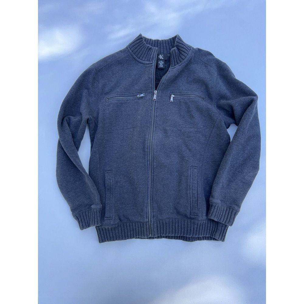 Calvin Klein Zip Up‎ Sweater Size L Large Gray